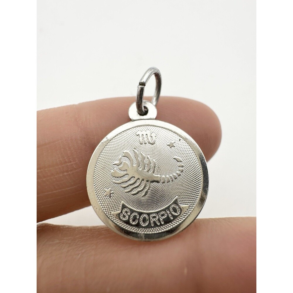 925 Sterling Silver Vintage Scorpio Zodiac Sign Charm Pendant